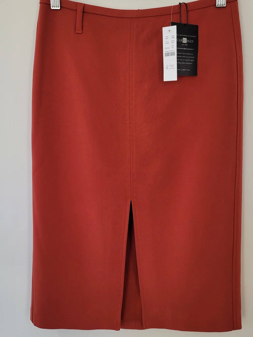 J. Crew Rust-Red Pencil Skirt with Front Slit